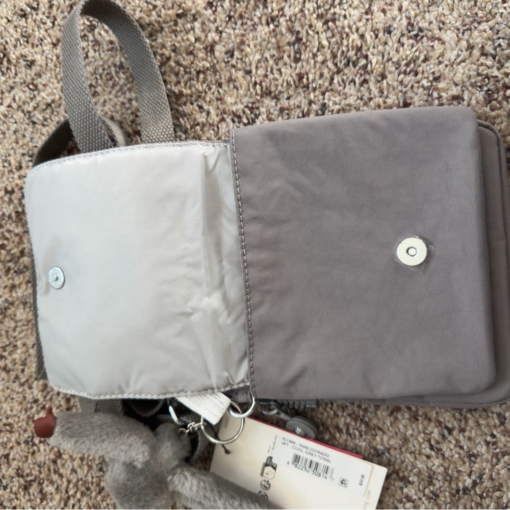 NWT Kipling “New Eldorado” Gray Tonal Crossbody Bag - Picture 4 of 7